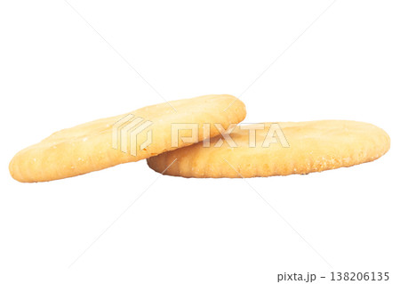 A stack of biscuits on a white background 138206135