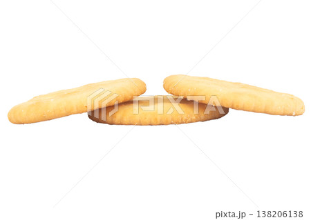 A stack of biscuits on a white background 138206138