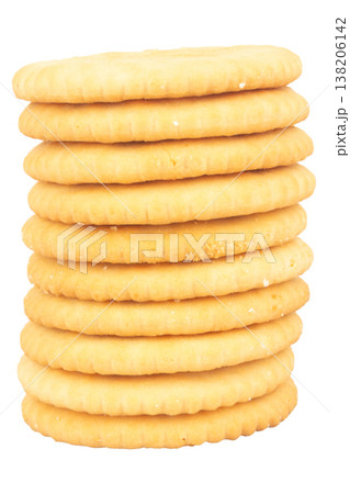 A stack of biscuits on a white background 138206142