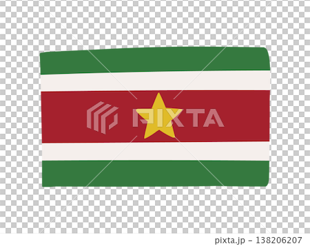 Cute Suriname flag icon - hand-drawn style flag illustration 138206207