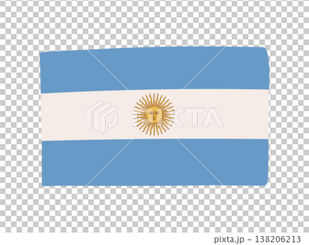 かわいいアルゼンチンの国旗アイコン　手描きタッチの旗イラスト 138206213