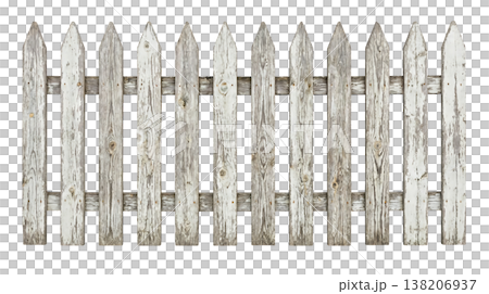 素朴な木製ピケットフェンスが連なる穏やかな庭の風景 138206937