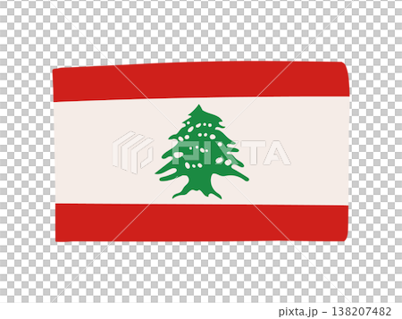 Cute Lebanese flag icon - hand-drawn style flag illustration 138207482