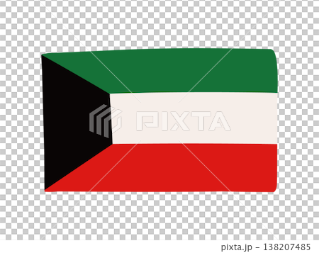 Cute Kuwaiti flag icon - hand-drawn style flag illustration 138207485