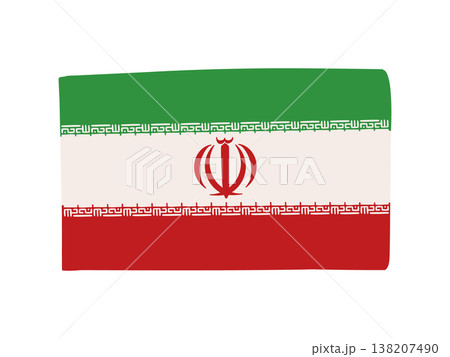 かわいいイランの国旗アイコン 手描きタッチの旗イラスト かわいいイランの国旗アイコン 手描きタッチの旗イラスト 138207490