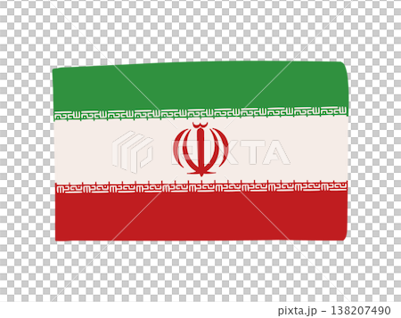 かわいいイランの国旗アイコン 手描きタッチの旗イラスト かわいいイランの国旗アイコン 手描きタッチの旗イラスト 138207490