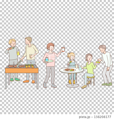 バーベキューをする大人たち 138208177