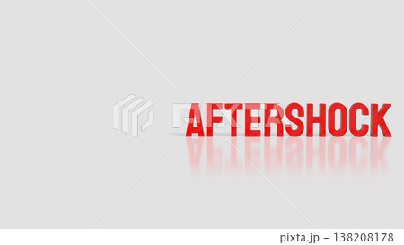 Red Aftershock Text Standing On Clean Background 3d render. Red Aftershock Text Standing On Clean Background 3d render. 138208178