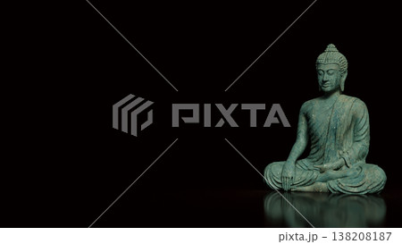 Ancient Buddha Statue Meditation Spiritual Zen Concept 3d render. Ancient Buddha Statue Meditation Spiritual Zen Concept 3d render. 138208187
