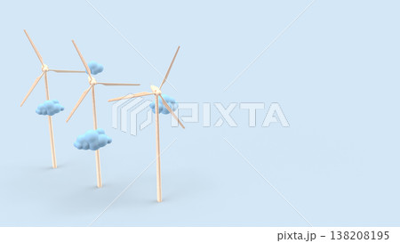 Wind Turbine Renewable Energy Sustainable Power Concept 3d render. Wind Turbine Renewable Energy Sustainable Power Concept 3d render. 138208195