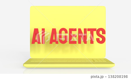 AI Agents Concept On Laptop Screen Minimal Technology Background 3d render. AI Agents Concept On Laptop Screen Minimal Technology Background 3d render. 138208198
