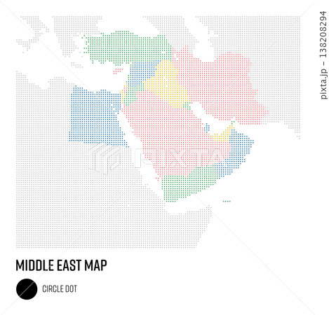 世界地図ドット粗め 中東地域 国別にグループ 138208294