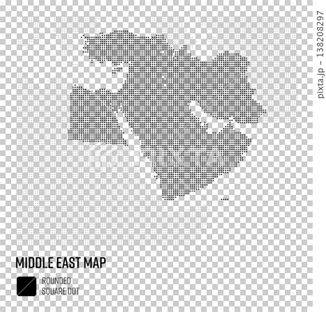 World map (coarse dot pattern), Middle East region, grouped by country. 138208297