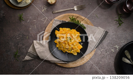 Farfalle pasta with pumpkin sauce Farfalle pasta with pumpkin sauce 138209056