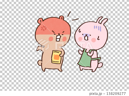 うさぎの店員にカスタマーハラスメントをするクマの客のイラスト(社会問題) うさぎの店員にカスタマーハラスメントをするクマの客のイラスト(社会問題) 138209277