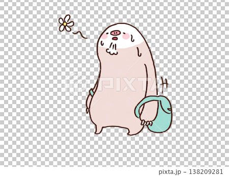重いリュックを下ろして肩の荷が降りるナマケモノのイラスト（重圧からの解放） 138209281