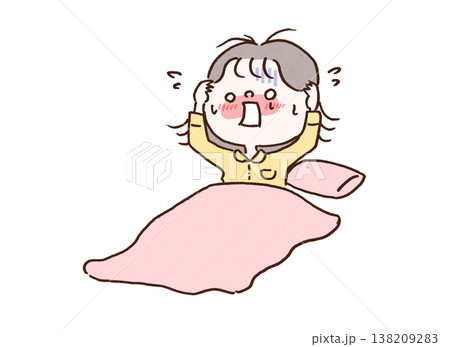 寝る前に過去の恥ずかしいことを思い出して悶えるHSPの女性のイラスト(メンタルヘルス) 寝る前に過去の恥ずかしいことを思い出して悶えるHSPの女性のイラスト(メンタルヘルス) 138209283