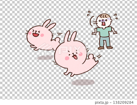 An illustration illustrating the proverb "He who chases two rabbits catches neither" (a proverb that illustrates failure). An illustration illustrating the proverb "He who chases two rabbits catches neither" (a proverb that illustrates failure). 138209284