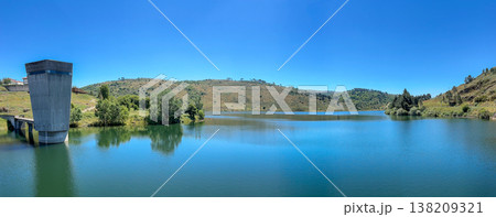 Panoramic View of Caldeirao Dam Reservoir at Passadicos do Mondego Portugal Panoramic View of Caldeirao Dam Reservoir at Passadicos do Mondego Portugal 138209321