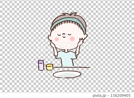 男士塗抹潤膚露並進行護膚的插圖(男士美容) 男士塗抹潤膚露並進行護膚的插圖(男士美容) 138209405