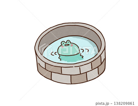 狭い井戸の中から上を見上げるカエルのイラスト（井の中の蛙大海を知らず・ことわざ） 138209861
