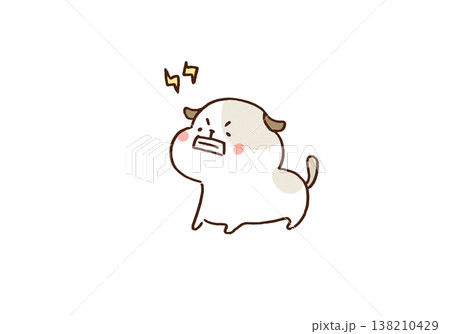がおーっと吠えて威嚇し家を守る番犬のイラスト がおーっと吠えて威嚇し家を守る番犬のイラスト 138210429