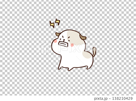 がおーっと吠えて威嚇し家を守る番犬のイラスト がおーっと吠えて威嚇し家を守る番犬のイラスト 138210429