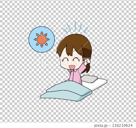 Illustration of a girl who wakes up easily Illustration of a girl who wakes up easily 138210624