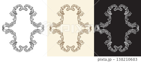 Bundle of design elements ornate engraved baroque vector illustration Bundle of design elements ornate engraved baroque vector illustration 138210683
