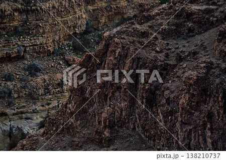 Rock texture background, natural stone surface, abstract cracked desert rocks pattern 138210737
