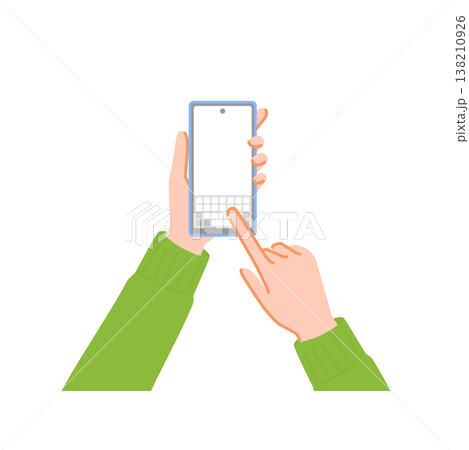 スマートフォンで文字入力する手元 俯瞰 138210926