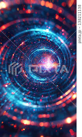 タイムトラベルを表現したワープトンネル背景 AI画像 タイムトラベルを表現したワープトンネル背景 AI画像 138211138
