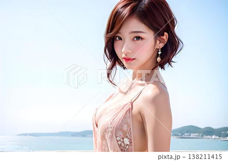 スリムな若い女性 138211415