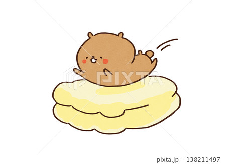 お日様の匂いがするふかふかのお布団に嬉しそうにダイブするクマのイラスト(睡眠・癒やし・幸せ) お日様の匂いがするふかふかのお布団に嬉しそうにダイブするクマのイラスト(睡眠・癒やし・幸せ) 138211497