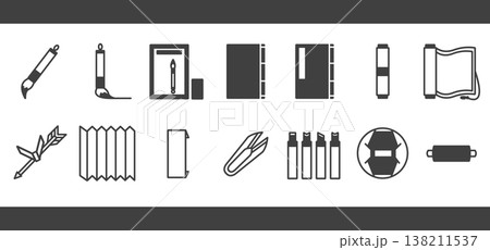 和風ピクトグラム(文房具) 和風ピクトグラム(文房具) 138211537