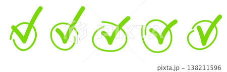Variety hand drawn tick shape element design set 138211596