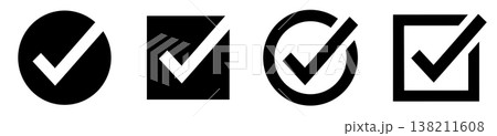Simple solid checkmark shape design element 138211608