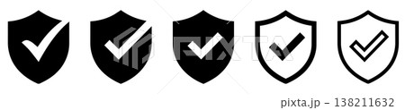 Shield snd checkmark combination symbol Shield snd checkmark combination symbol 138211632