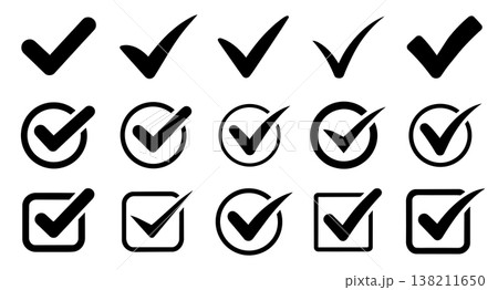 Black simple checklist symbol design set Black simple checklist symbol design set 138211650