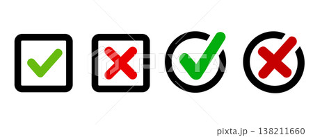 Colored checkmark, crossmark symbol design 138211660