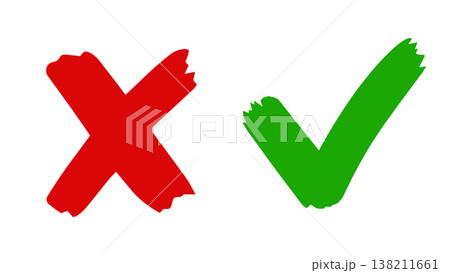 Bold checkmark and crossmark symbol design Bold checkmark and crossmark symbol design 138211661
