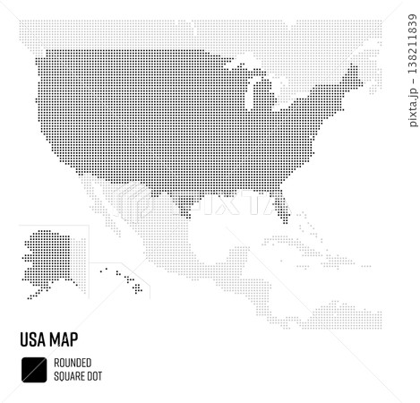 世界地図ドット粗め アメリカ合衆国 州別にグループ 138211839