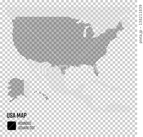 世界地図ドット粗め アメリカ合衆国 州別にグループ 138211839