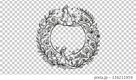 切り絵風シルエットフレーム 138211959