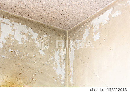 キッチンのコンロ熱と油汚れで激しく剥離した天井・壁のペンキ塗装（住宅の劣化）1 138212018