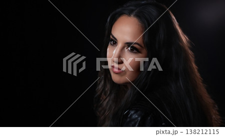 Empowerment and Confidence Portrait Of A Young Woman With Dark Hair Looking Away With Determination 138212115