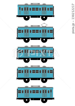 おもちゃ風の国鉄103系電車のイラストセット(京浜東北線色） 138212217