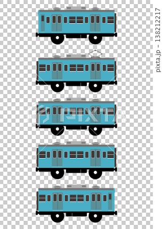 おもちゃ風の国鉄103系電車のイラストセット(京浜東北線色） 138212217