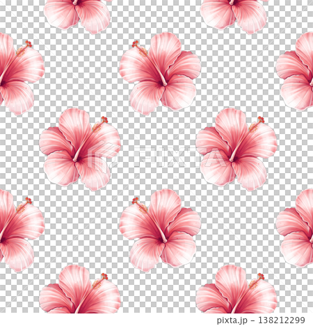 Hibiscus seamless pattern, watercolor tropical background with red flowers Hibiscus seamless pattern, watercolor tropical background with red flowers 138212299