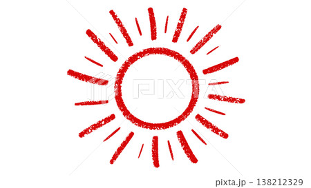 Hand drawn crayon sun shape doodle element 138212329